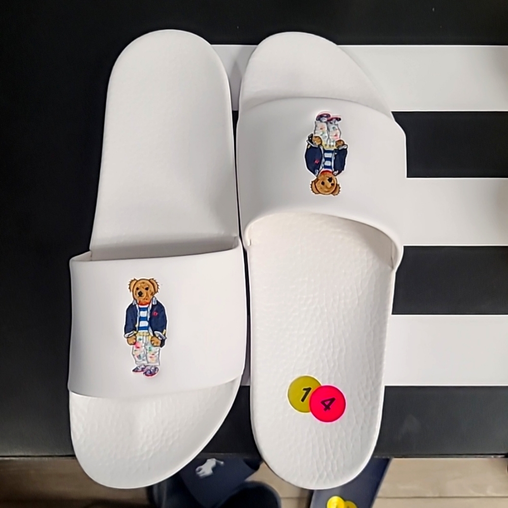 NWOT POLO BEAR SLIDES